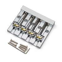 Electric Bass Guitar Bridge Zinc Alloy Polished Finish 7/5-Hole Straight Stringing Board Gold Color