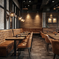 Ron Group Solution Complète pour Hôtels et Restaurants : Chaise en Cuir à Dossier Haut, Banquette Capitonnée, Table Carrée en Bois Massif