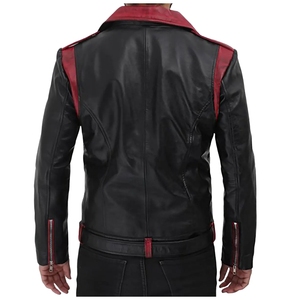 Veste de moto en cuir de vache véritable noir pour homme avec design matelassé aux épaules, style streetwear à séchage rapide - Product Image 6