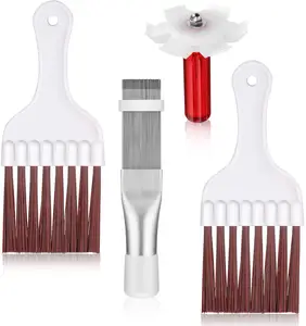 4 Pieces Air Conditioner Condenser Fin Cleaning Brush Coil Condenser Brush AC Fin Comb Stainless Steel Air Refrigerator