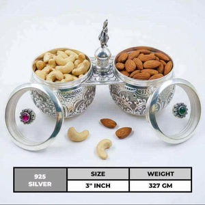 Juego de Cuencos Dobles de Plata de Ley 925 con Tapa y Asa Central, Vajilla de Plata Tradicional Hecha a Mano - Product Image 1