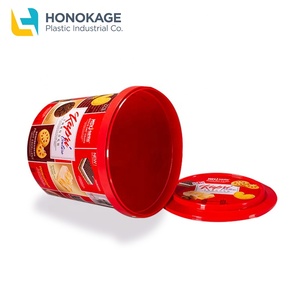 Récipient en plastique pour biscuits à usage unique, emballage écologique rond de 1.25 gallons, logo personnalisé imprimé, récipient pour cookies - Product Image 1