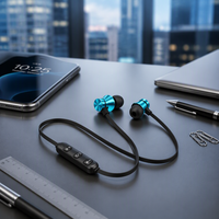 Earphone Nirkabel Magnetik Sport Portabel Harga Terjangkau, Headphone Leher In-Ear Bebas Genggam untuk Lari, Headset Stereo Magnetik