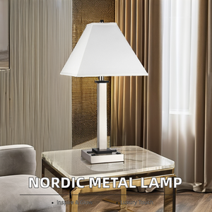 Lámpara de Mesa Redonda de Metal y Tela de Estilo Nórdico Moderno con Alimentación CA para Hogar, Hotel, Sala de Estar, Dormitorio - Cabecera y Escritorio - Product Image 6
