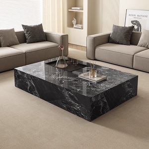 Set di Tavolini da Caffè Rettangolari Moderni di Lusso con Piano in Marmo e Struttura in Legno per Soggiorno con Cassetti <span class=keywords><strong>Arredamento</strong></span> Multifunzione Design alla Moda - Product Image 1