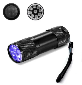 9LEDs 395NM UV LED Đèn Pin Mini Cầm Tay Cầm Tay Ánh Sáng Màu Đen Torch Cho Cắm Trại Khẩn Cấp Pet Nước Tiểu Detector