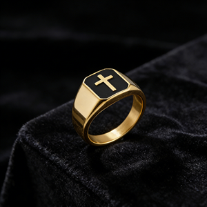 Fashionable Finger Jewelry Cross with <b>Black</b> Oil for Party Gifts Fine Cross-border <b>Titanium</b> <b>Ring</b> - Product Image 6