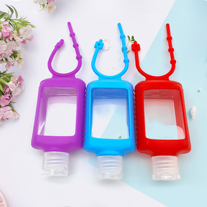 Du Lịch Kích thước nhựa rõ ràng chai với Silicone tay áo bơm lại rỗng bóp container leakproof lật <span class=keywords><strong>cap</strong></span> Keychain - Product Image 4