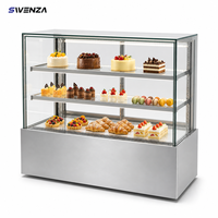 Lemari Pendingin Display Dessert Komersial SWENZA 2 3 4 Tingkat Rak Adjustable Pendingin Kipas Anti Beku untuk Hotel Cafe Toko Roti