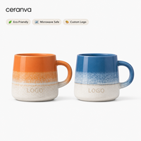 Mug à café en céramique à base de glaçure réactive dégradée et mouchetée, vente en gros, logo personnalisé gravé, écologique, compatible micro-ondes