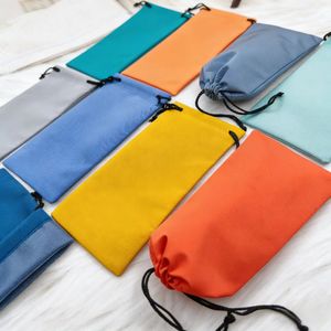 Pochette pour lunettes en microfibre douce, sac de rangement pour lunettes avec cordon de serrage, forme rectangulaire multicolore pour accessoires de voyage - Product Image 3