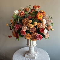 FB-005 Décoration de mariage personnalisée, centre de table, boule de fleurs artificielles bordeaux et rose, arrangements de mariage