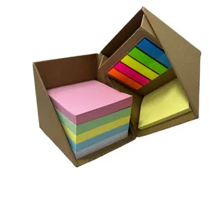 Pegatinas adhesivas para oficina, papelería escolar pegajosa, logotipo personalizado Kawaii impreso con portalápices, Memopads