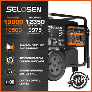 Copper 10.5KW/13KW Dual 10500w LNG <b>Generator</b> With Auto Start 4-Stroke Engine Equal Power HSAMZ-Dual Fue - Product Image 4