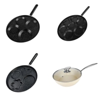 Wajan Penggorengan Anti Lengket Modern dari Baja Karbon Logam dengan Gagang Bakelite Berpaku untuk Semua Jenis Kompor, untuk Memasak Pancake & Crepes