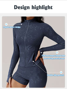 ملابس يوغا نسائية بسحاب كامل وأكمام طويلة مبطنة ملابس نسائية عصرية بجيب سترة لياقة بدنية نسائية شتوية دافئة معطف يوغا للصالات الرياضية - Product Image 3