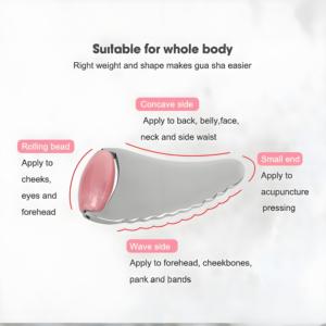 Mushang Gesichts massage werkzeug Benutzer definiertes Logo Metall Guasha Rosenquarz 2-in-1 Jade Roller <span class=keywords><strong>Gua</strong></span> <span class=keywords><strong>Sha</strong></span> Griff fördert die Durchblutung - Product Image 4