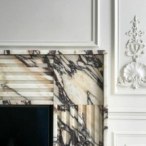Cheminée en marbre pour alto Calacatta personnalisée sur fond blanc avec veines noires Design moderne pour salon <span class=keywords><strong>de</strong></span> luxe - Product Image 5