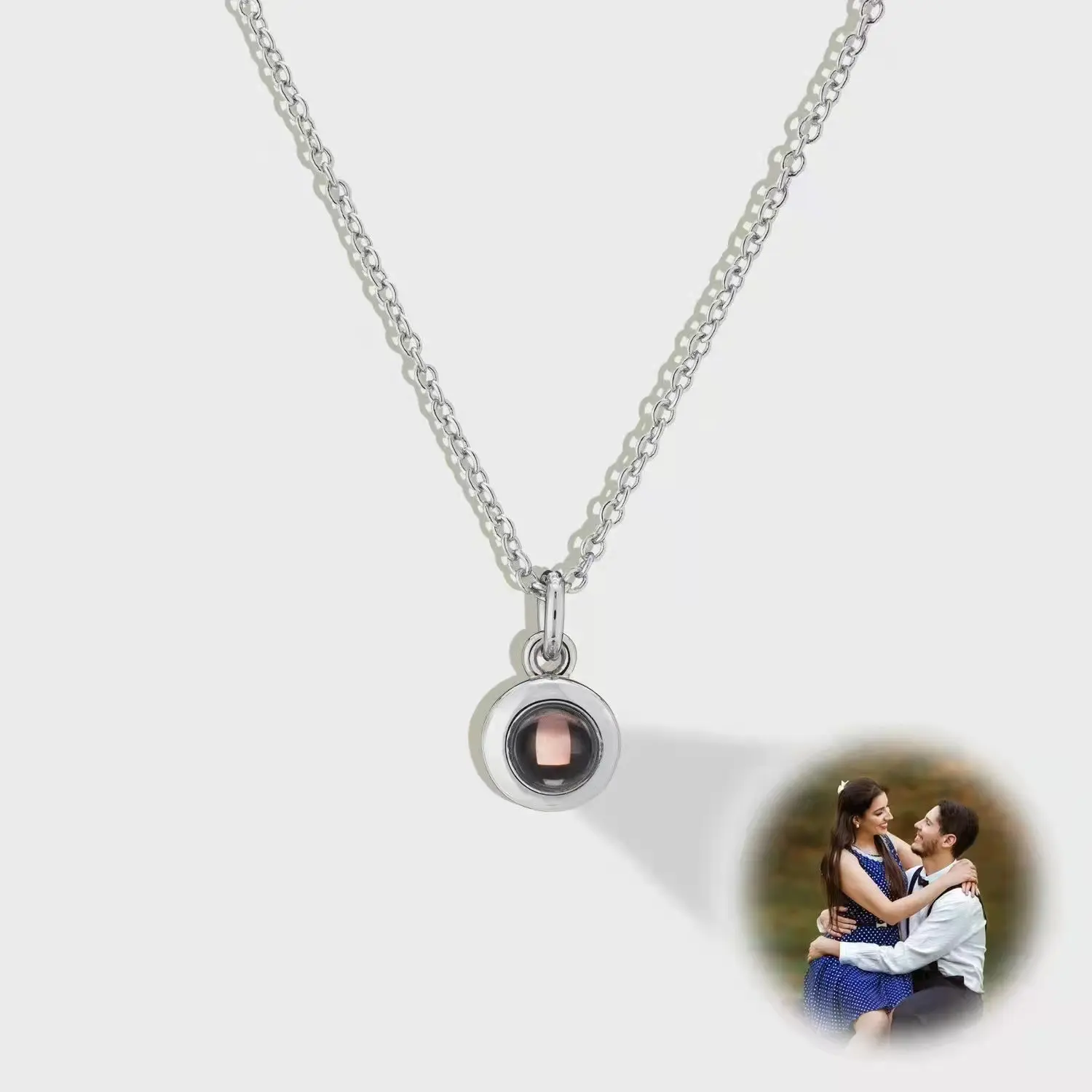 Regali di gioielli di memoria collana personalizzata con foto personalizzata collana con pendente rotondo con foto all'interno della collana