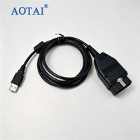 Boîtier OBD2 noir vers boîtier JST ZHR-4P avec anneau magnétique et câble connecteur USB-A mâle