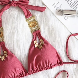 Maillot de bain personnalisé avec design 3D, bijoux de luxe, bikini à col en V, vêtements de plage, maillot de bain orné de diamants, maillot de bain en cristal, maillot de bain scintillant pour femmes - Product Image 3