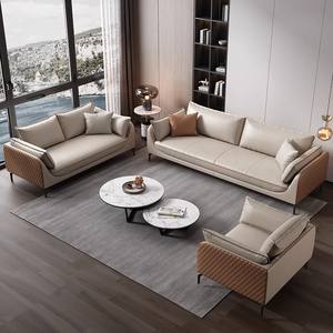 Bureau en cuir canapé simple <span class=keywords><strong>salle</strong></span> <span class=keywords><strong>de</strong></span> <span class=keywords><strong>réception</strong></span> d'affaires trois personnes table basse ensemble 3 + 2 + 1 loisirs peut dormir - Product Image 4