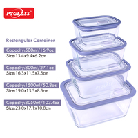 Pyglass ensembles de conteneurs en verre rect transparent de haute qualité boîtes de rangement de qualité alimentaire économiser de l'espace de cuisine différentes tailles de conteneurs en verre