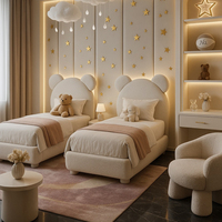 Lit double moderne européen de luxe, rembourré, en tissu velours, taille standard, pour chambre d'enfant, meubles de chambre