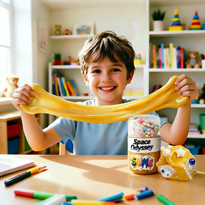 Golden Holographic Galaxy Crystal Slime With Cute Charms Non-Toxic Fidget Toy OEM ODM Factory Custom Wholesale - Product Image 6