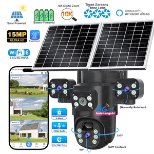 Kamera CCTV Keamanan Luar Ruangan Eseecloud 2.4G 5G WiFi 3 Lensa 15MP 4G Kartu SIM <span class=keywords><strong>Solar</strong></span> PTZ Nirkabel Jaringan Bullet Surveillance - Product Image 1