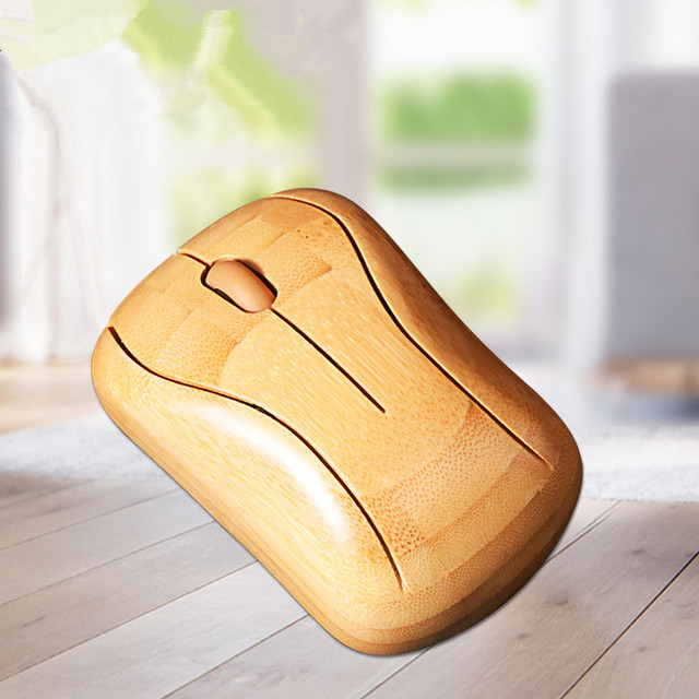 2025 New Ecofriendly Custom Logo 2.4Ghz Rechargeable RGB Backlit Optical Ergonomic Both-Handed Wireless Real Bamboo Mouse Nano