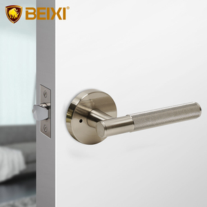 Ручка-замок для межкомнатных дверей из цинкового сплава с сатинированным никелевым покрытием и накаткой, простая установка - Product Image 1