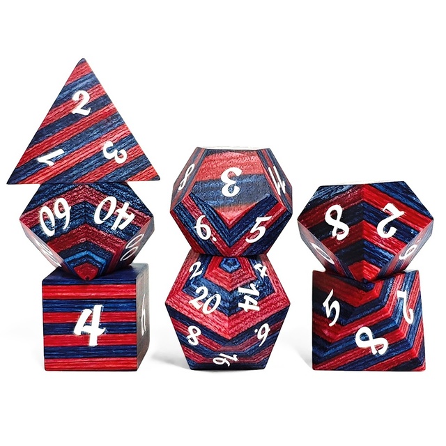 DND Custom 7pcs/set New Design Colorful Layer Wooden Wooden Material Dice Set for DND Games Tabletop Accessory