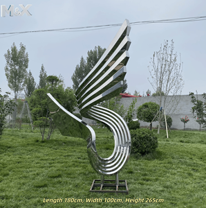 ประติมากรรมโลหะสแตนเลสขนาดใหญ่ รูปทรงวงกลมพร้อมปลา งานศิลปะกลางแจ้ง ประติมากรรมนามธรรม - Product Image 4