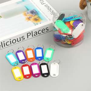 Venta al por mayor llavero de plástico multicolor etiqueta de identificación de equipaje etiquetas de tarjetas de nombre de hotel con anillo dividido para cadenas de equipaje anillos - Product Image 3