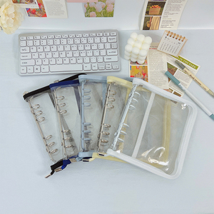 Carpeta cuadrada transparente de plástico pvc a6, carpeta en espiral con 6 anillos, con 6 agujeros, hoja suelta, con cremallera, forrado, cuaderno en blanco, venta al por mayor - Product Image 2