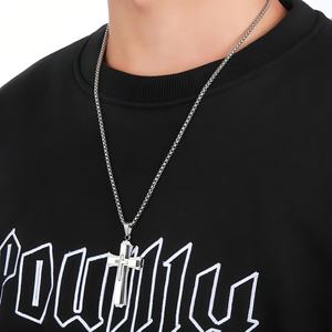 Collier pour homme en acier inoxydable 316L, classique, avec pendentif croix Jésus plaqué or 18 carats, résistant au ternissement, bijoux chrétiens pour homme - Product Image 5