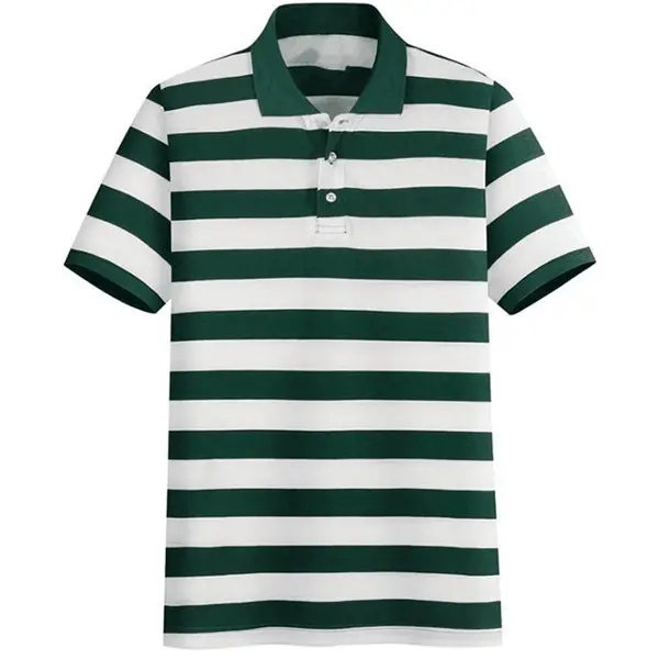 Nhà Máy Bán Buôn Sợi Nhuộm Polo Áo Sơ Mi Strip Polo Áo Sơ Mi Nam 100% Cotton