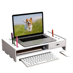 Laptop Monitor Riser Stand 2 Tier Desktop Organizer With <b>Drawer</b> For Office Desk <b>Storage</b> - Product Image 5