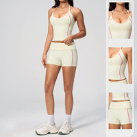 Nouvel ensemble de yoga deux pièces tendance pour femme : débardeur dos nu et legging de yoga, idéal pour le Pilates, le fitness et le sport, avec effet push-up fessier.