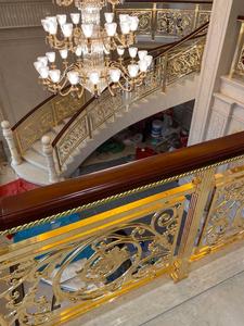 Biệt thự sang trọng nội thất lan can bằng đồng thiết kế hiện đại lan can bằng thép không gỉ và ban công khắc hoa văn lan can cầu thang - Product Image 3