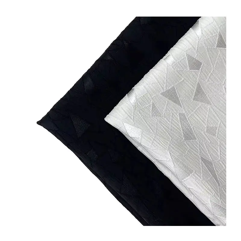 Produk baru kain Jacquard 3d celup benang brokat elastis desain geometris segitiga untuk gaun Dan setelan