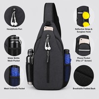 Sac à Dos Bandoulière Personnalisé en Nylon Unisexe pour Hommes et Femmes, Sac de Poitrine de Voyage et de Randonnée, Sac Croisé pour Hommes