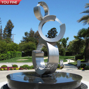 Ngoài Trời Vườn Trừu Tượng Kim Loại Nghệ Thuật Nhẫn Tượng Thép Không Gỉ Vòng Tròn Điêu Khắc Đài Phun Nước - Product Image 1
