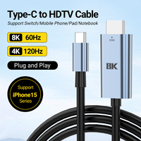 Cable Justlink USB C a HDMI 8K 60Hz, Cable HDMI V2.1 UHD 4K120Hz, Adaptador de Video Tipo C a HDMI para Laptop, Proyector y Monitor