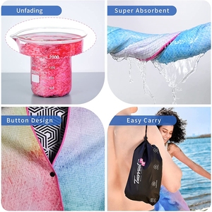 Tùy Chỉnh In Đầy Đủ Màu Sắc Sợi Nhỏ Nặng Bãi Biển Khăn Cát Miễn Phí Cho Mùa Hè Sử Dụng Với Dây Kéo Túi Bao Bì - Product Image 6