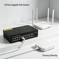 Conmutador Poe de 8 puertos Gigabit no administrado de fábrica de Shenzhen con puerto Sfp Conmutador POE Gigabit para cámara IP y sistema CCTV