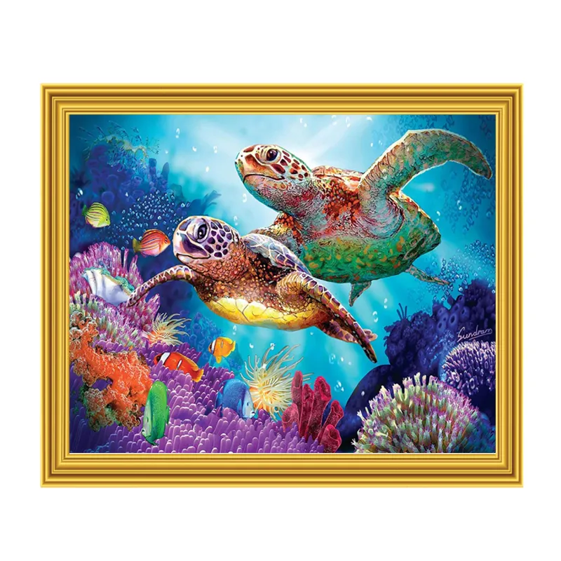 Coral Sea Turtles 5D Diamond Painting Rhinestones Cross Stitch Wall Decor Art Diamond Embroidery