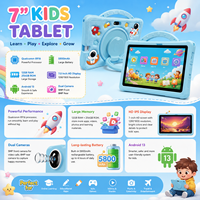 Tablette pour enfants de 7 pouces, écran IPS, affichage HD 1024*600, coque en silicone antichoc, tablette éducative pour enfants