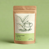 Sachets de thé aux herbes imprimés numériquement, faible MOQ, 100 pochettes verticales avec fermeture éclair refermable pour lait/sushi/gelée